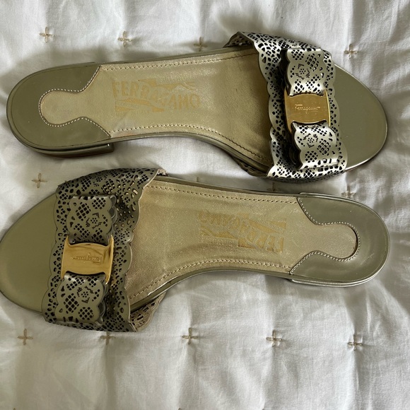 Salvatore Ferragamo Silver / Gold  Sandals - Picture 11 of 11